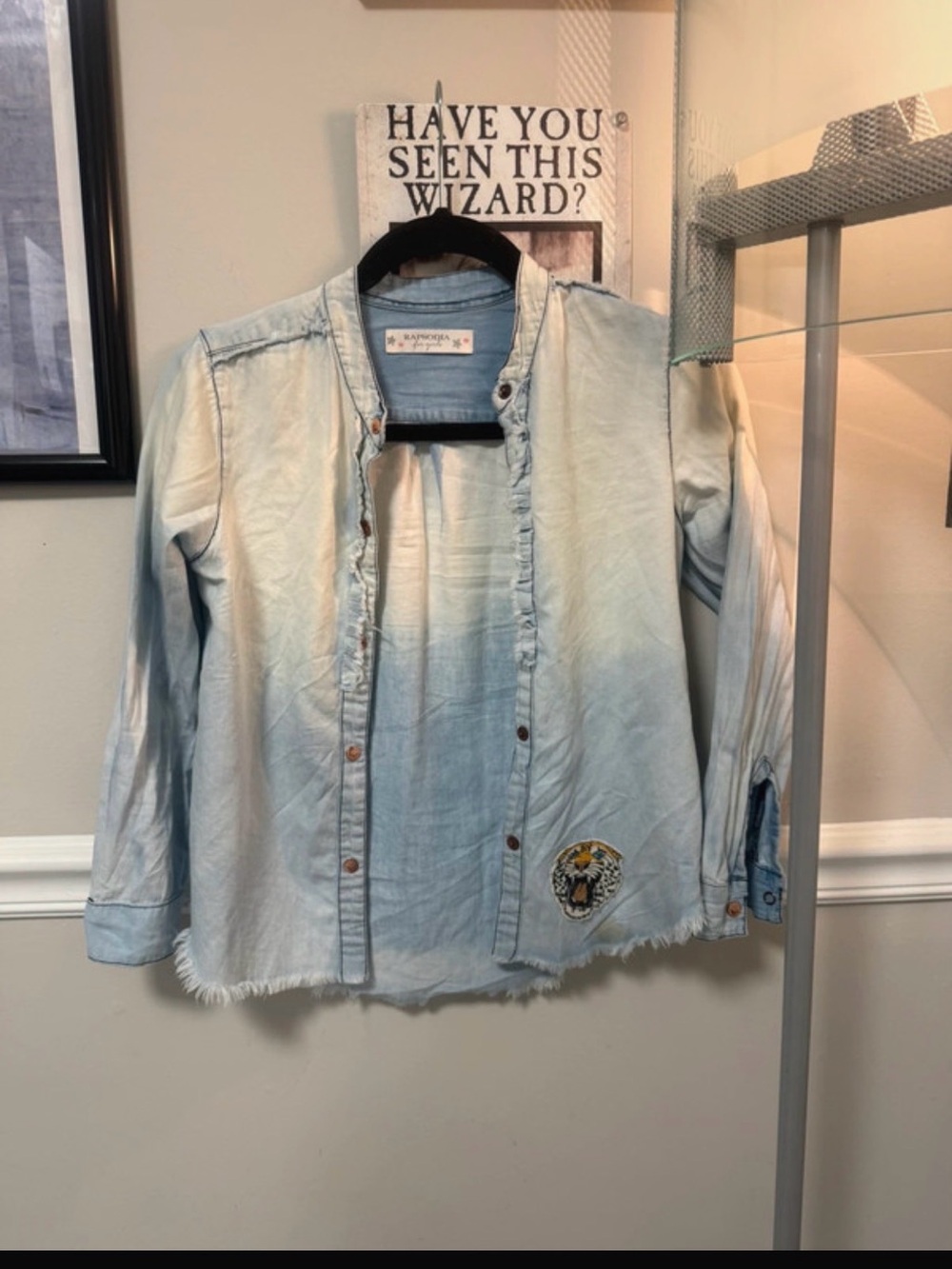 Light Wash Kids' Denim Jacket with Embroidered Patch